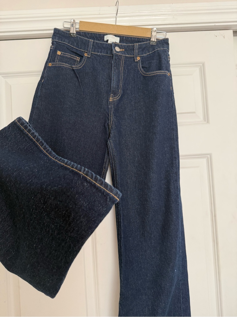 H&M Dark Blue High-Rise Straight-Leg Jeans